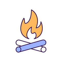 Bonfire Outline with Colors Fill Vector Icon that can easily edit or modify

