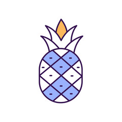 Pineapple Outline with Colors Fill Vector Icon that can easily edit or modify

