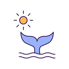 Aquatic animal Outline with Colors Fill Vector Icon that can easily edit or modify

