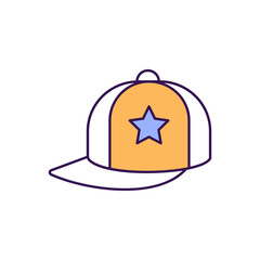 Star cap Outline with Colors Fill Vector Icon that can easily edit or modify

