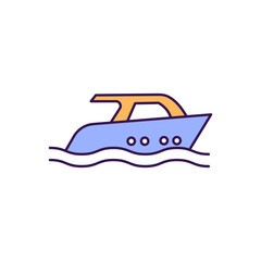 Boat Outline with Colors Fill Vector Icon that can easily edit or modify

