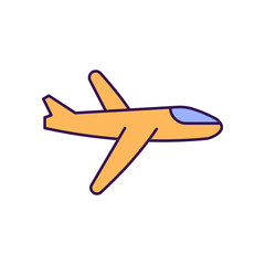 Aeroplane Outline with Colors Fill Vector Icon that can easily edit or modify

