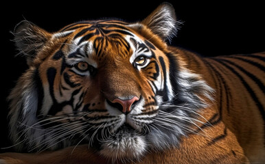 Close up view of a Malaysian tiger. Wildlife concept