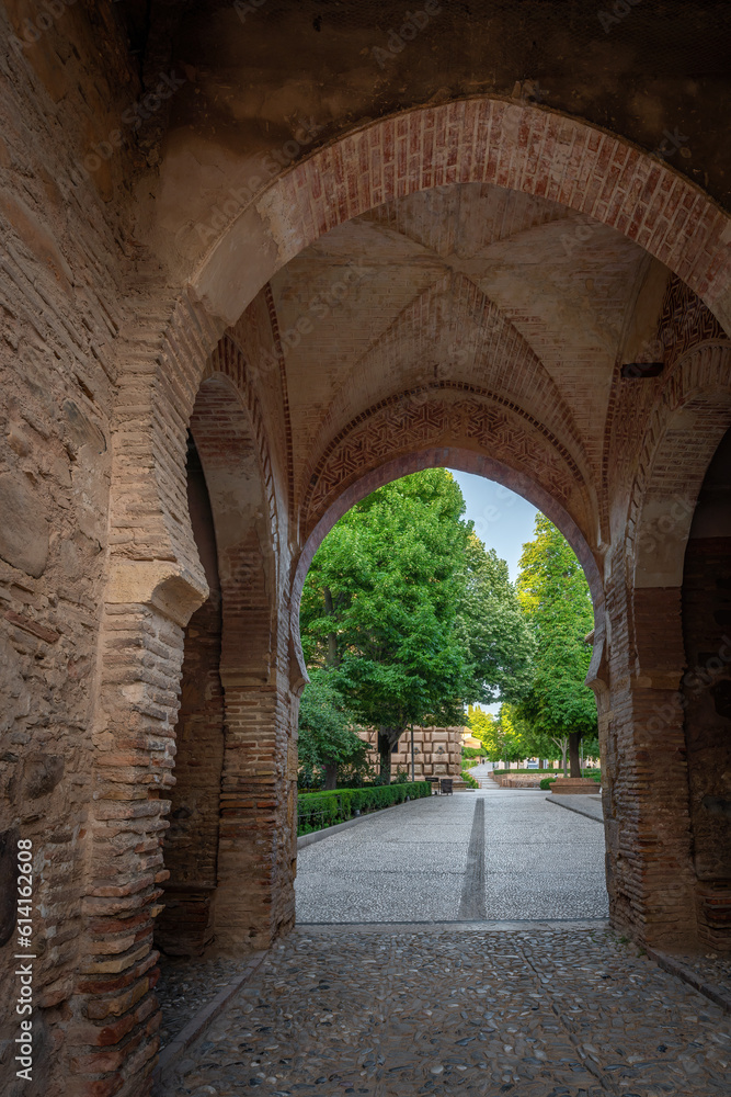 Wall mural interior of wine gate (puerta del vino) at alhambra - granada, andalusia, spain