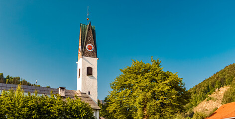Church on a sunny summer day at Immenstadt im Allgaeu, Oberallgaeu, Bavaria, Germany