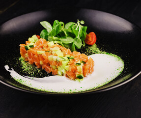 Fresh tartar with salmon and cucumber