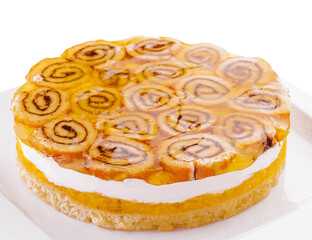 Delicious cheese cake with jellied layer