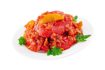 Pickled red bell pepper with oil