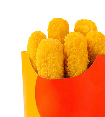 fried chicken nuggets in take out box isolated