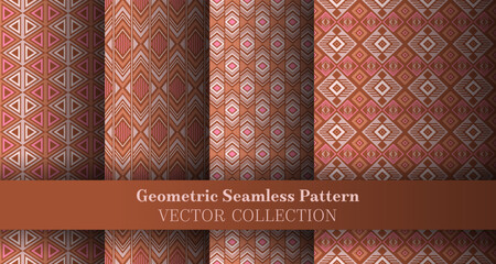 Simple geometric argyle seamless tracery set. Turkish tracery ethnic patterns. Argyle ikat geometric vector seamless motif collection. Cover background prints.