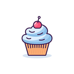 Cupcake on White Background. Vector Illustration.