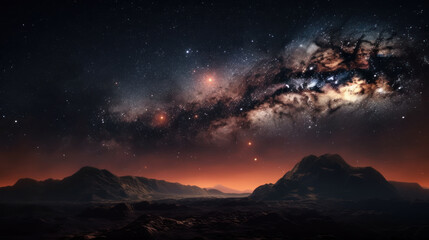 Fototapeta premium View from the planet to the Milky Way galaxy.