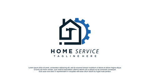 Home logo vector with creative concept for renovation building company premium vector