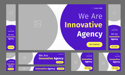 Fototapeta premium Set of innovative agency web banner template design for social media posts, digital agency web banner template, customizable vector eps 10 file format