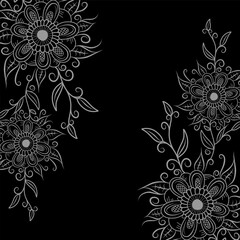 Floral ornamen decoration black and white