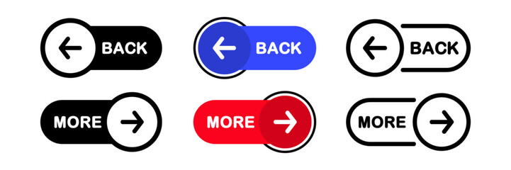 Previous and Next navigation buttons. Prev, next. Web page button for move to the next and previous item. Web buttons with arrow for web site and user interface . Web design elements - obrazy, fototapety, plakaty