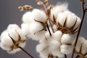 Cotton buds in the field. Generative AI