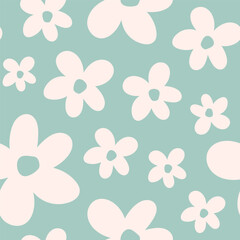 Green seamless pattern with beige flowers © FRESH TAKE DESIGN