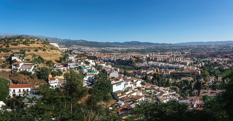 Fototapeta na wymiar Aerial view of Granada with Barranco del Abogado Hill - Granada, Andalusia, Spain