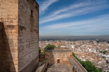 Tower of the Nobles (Torre de los Hidalgos) at Alcazaba area of Alhambra fortress - Granada, Andalusia, Spain