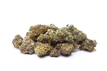 Marijuana flowers isolated on white background