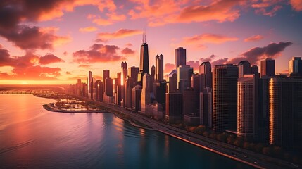 Elevate your décor with stunning chicago cityscape photos - obrazy, fototapety, plakaty