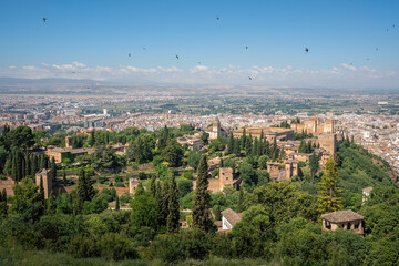 Aerial view of Alhambra - Granada, Andalusia, Spain