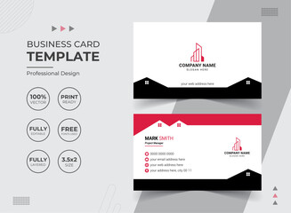 Modern Real Estate Agency Business Card Design Template. Vector abstract Creative. Stationery Items.