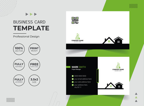 Modern Real Estate Agency Business Card Design Template. Vector abstract Creative. Stationery Items.