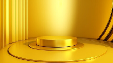 Abstract vibrant 3d metallic podium- stage background/ wallpaper for product display/ showcase.