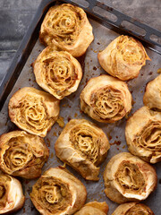 Bakery cooked in oven in rolls called borek