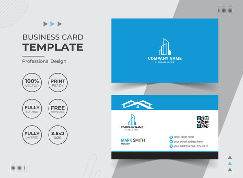 Modern Real Estate Agency Business Card Design Template. Vector abstract Creative. Stationery Items.