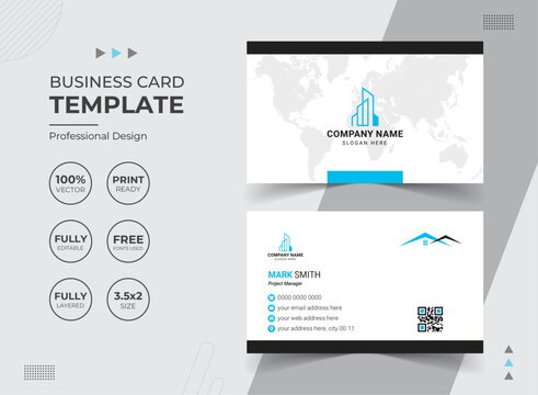 Modern Real Estate Agency Business Card Design Template. Vector abstract Creative. Stationery Items.