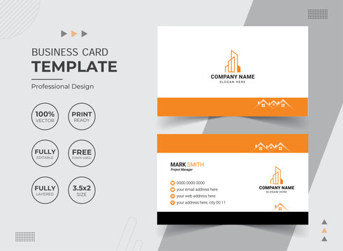 Modern Real Estate Agency Business Card Design Template. Vector abstract Creative. Stationery Items.