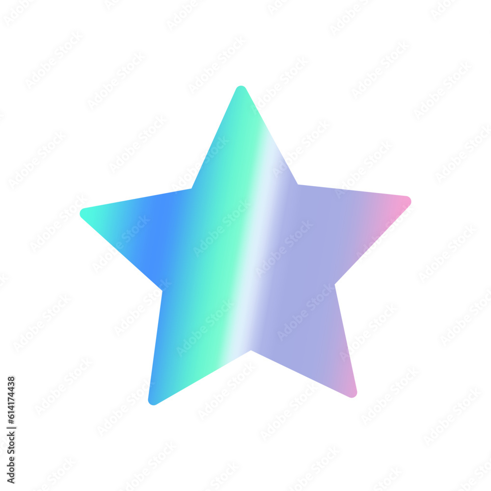 Wall mural Holographic vector star isolated on white background. Rainbow gradient sticker, Y2K retro style patch, 90s, 00s.