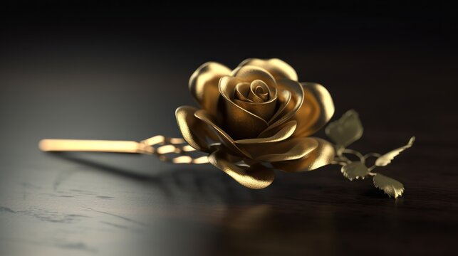golden rose HD 8K wallpaper Stock Photographic Image