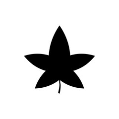 Black tree leaf vector illustration isolated on transparent background