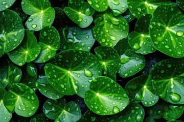 Fototapeta premium seamless background of many beautiful and shiny greenery, top view.