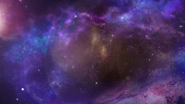 Purple nebula and galaxies in space. Milky way with galaxy stars and space dust in universe. Blue stanfield abstract background. Deep cosmos at night. Cyber punk aesthetics art