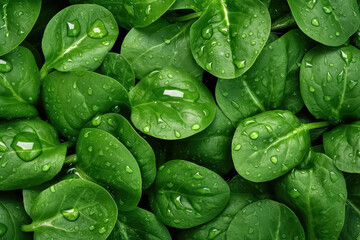 seamless background of many beautiful and shiny greenery, top view.
