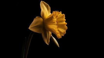 yellow flower on black background HD 8K wallpaper Stock Photographic Image