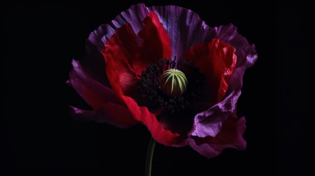tulip on black HD 8K wallpaper Stock Photographic Image