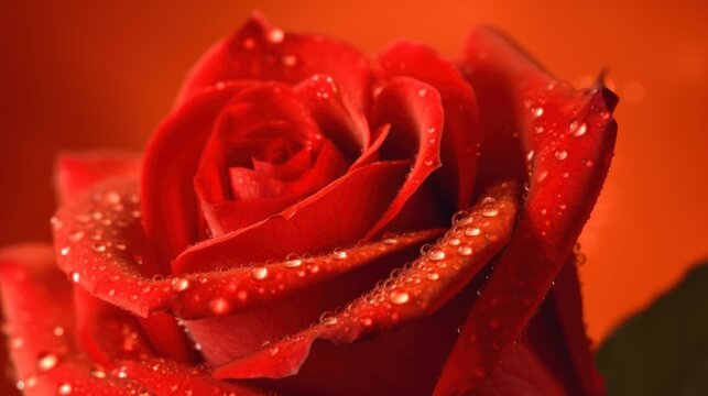 red rose with water drops HD 8K wallpaper Stock Photographic Image