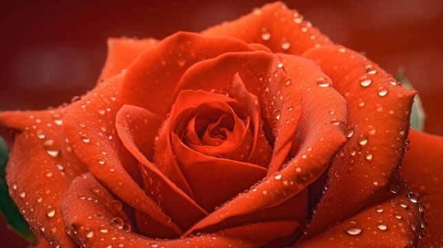 red rose with water droplets HD 8K wallpaper Stock Photographic Image