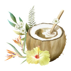 hand drawn tropical floral sticker collection