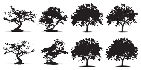 A set of black tree vector illustration 