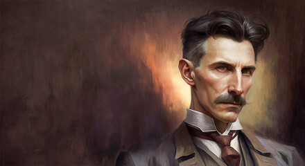 Nikola Tesla illustration. Ai generated.