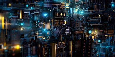 innovation, computer circuit, component, futuristic - obrazy, fototapety, plakaty