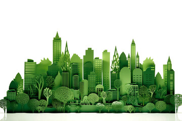 Green eco city. Sustainable city skyline © ink drop