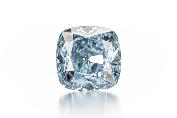 light blue cushion cut diamond white background ,diamonds on white background